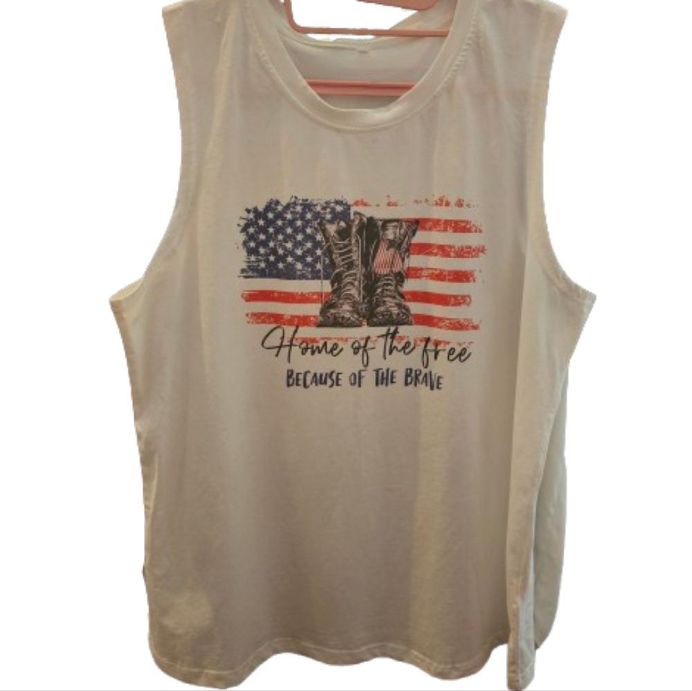 New Fashion White Patriotic Tank Top NWT